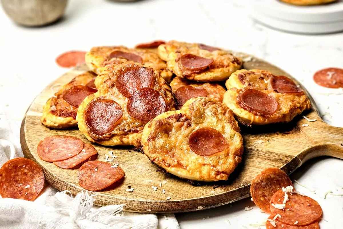 Mini Heart Shaped Pizzas on a round board