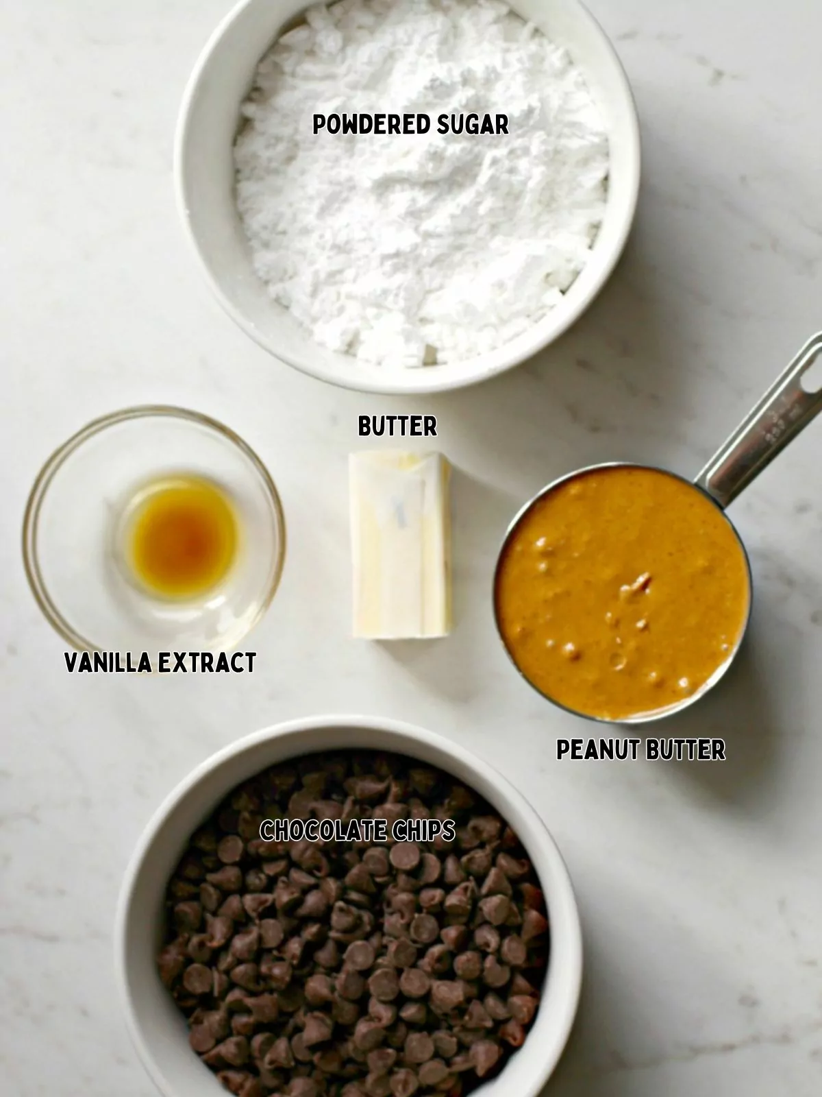 Ingredients for peanut butter hearts.