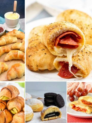 collection of crescent roll recipes made in the air fryer.