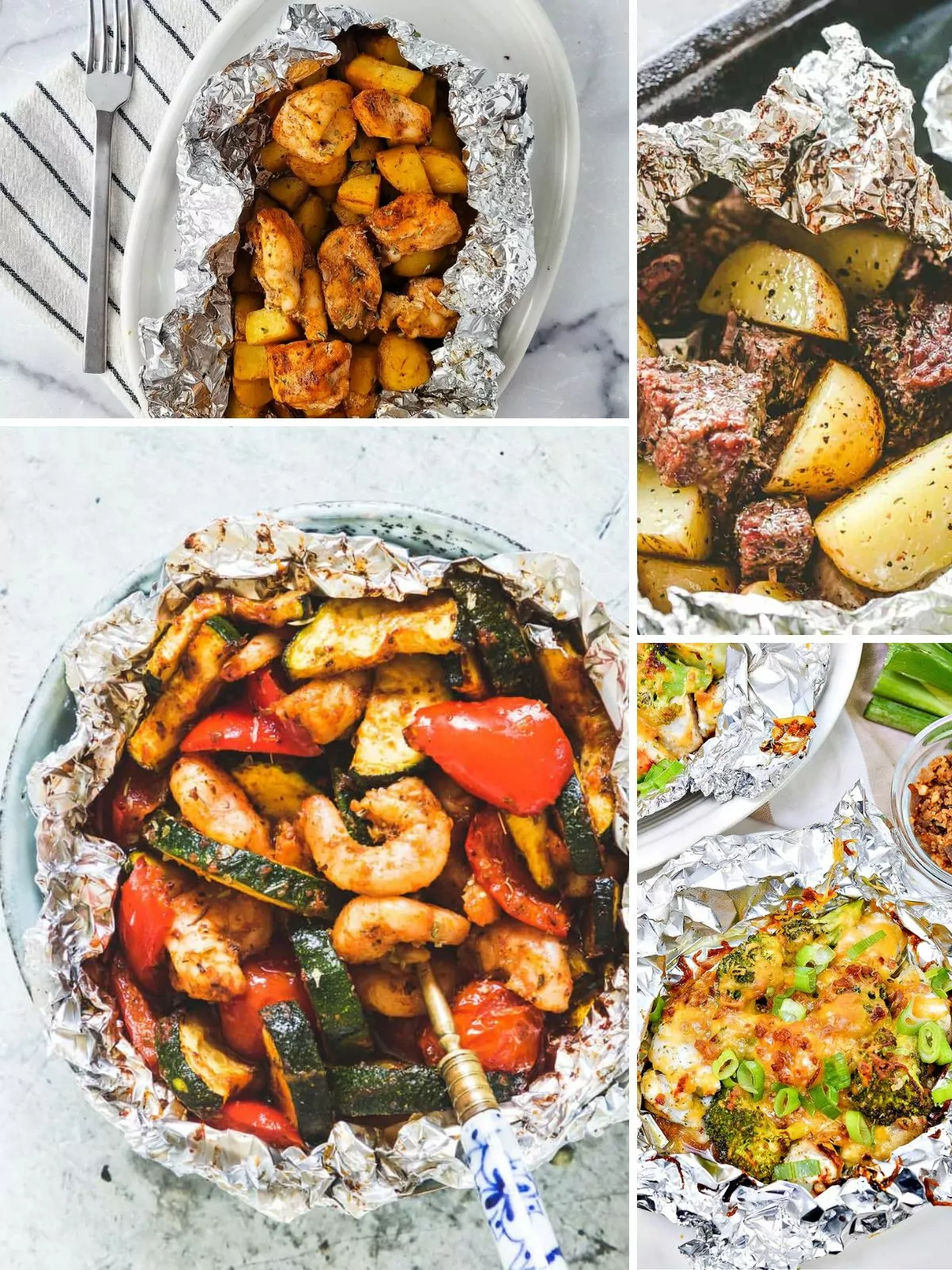 collage of Air Fryer Foil Packet Meals