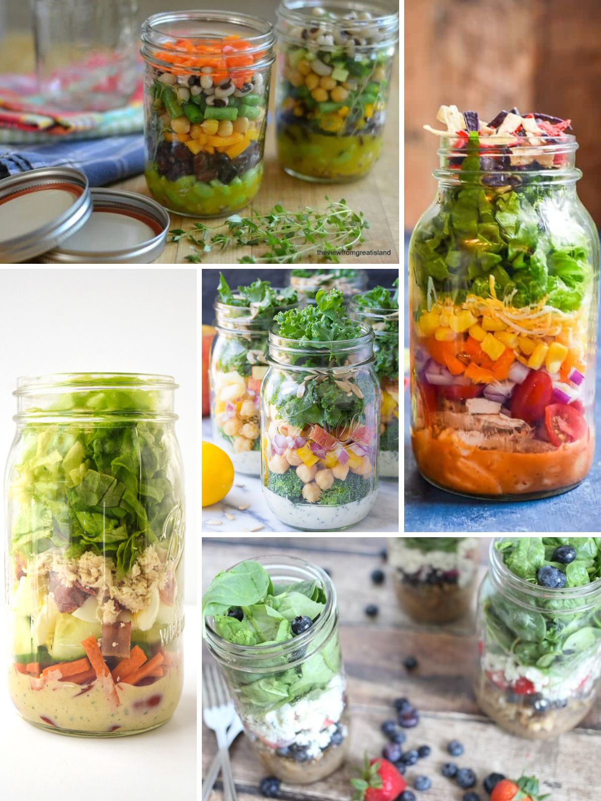 collage of Mason Jar Salads