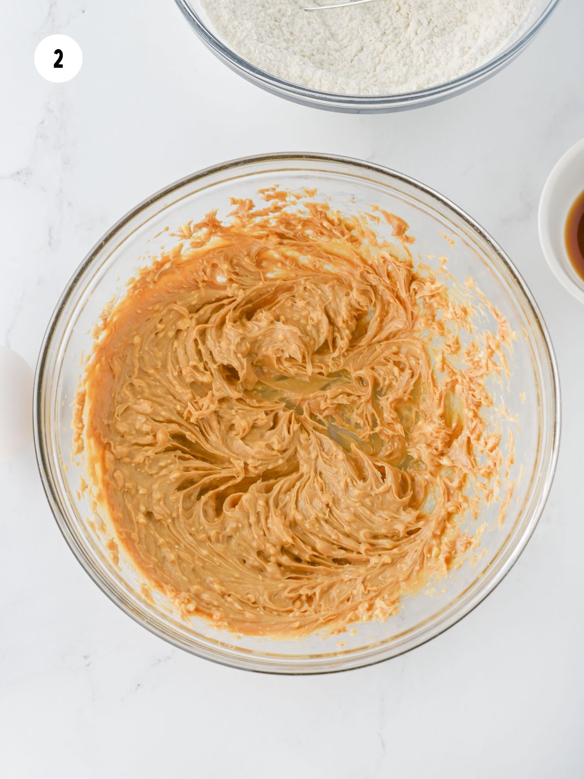 peanut butter and butter mixture in mixing bowl