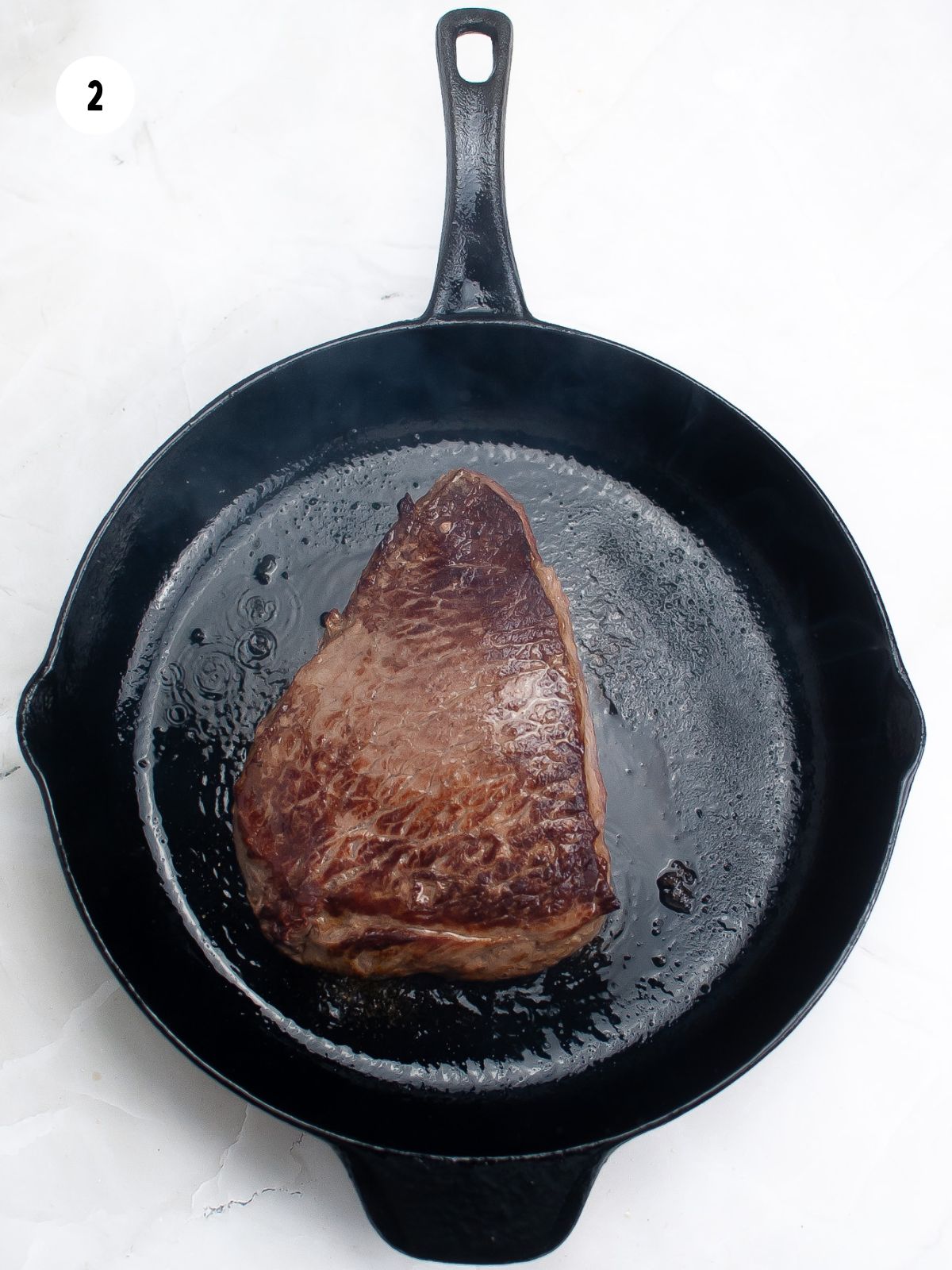 seared roast in cast iron pan