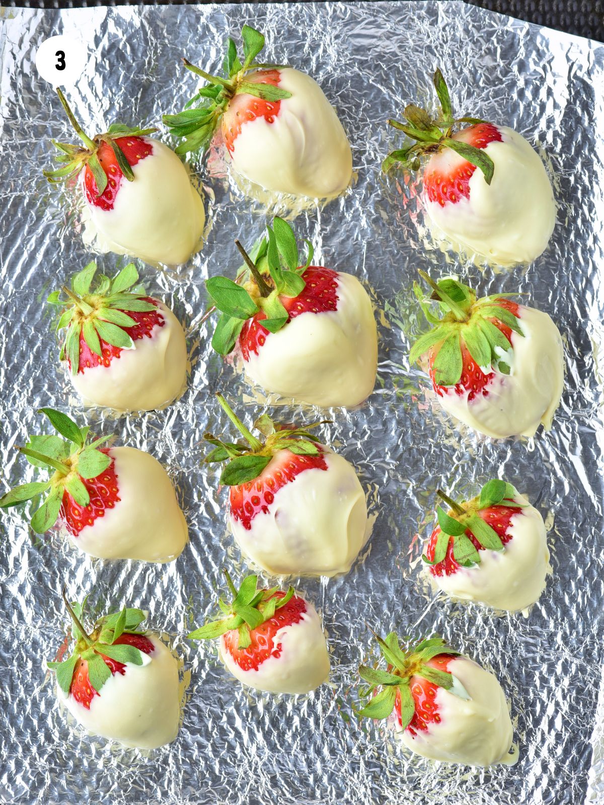 dipped strawberries on foil