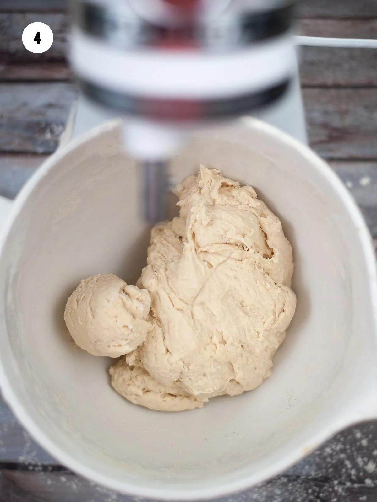 dough ball in mixer bowl