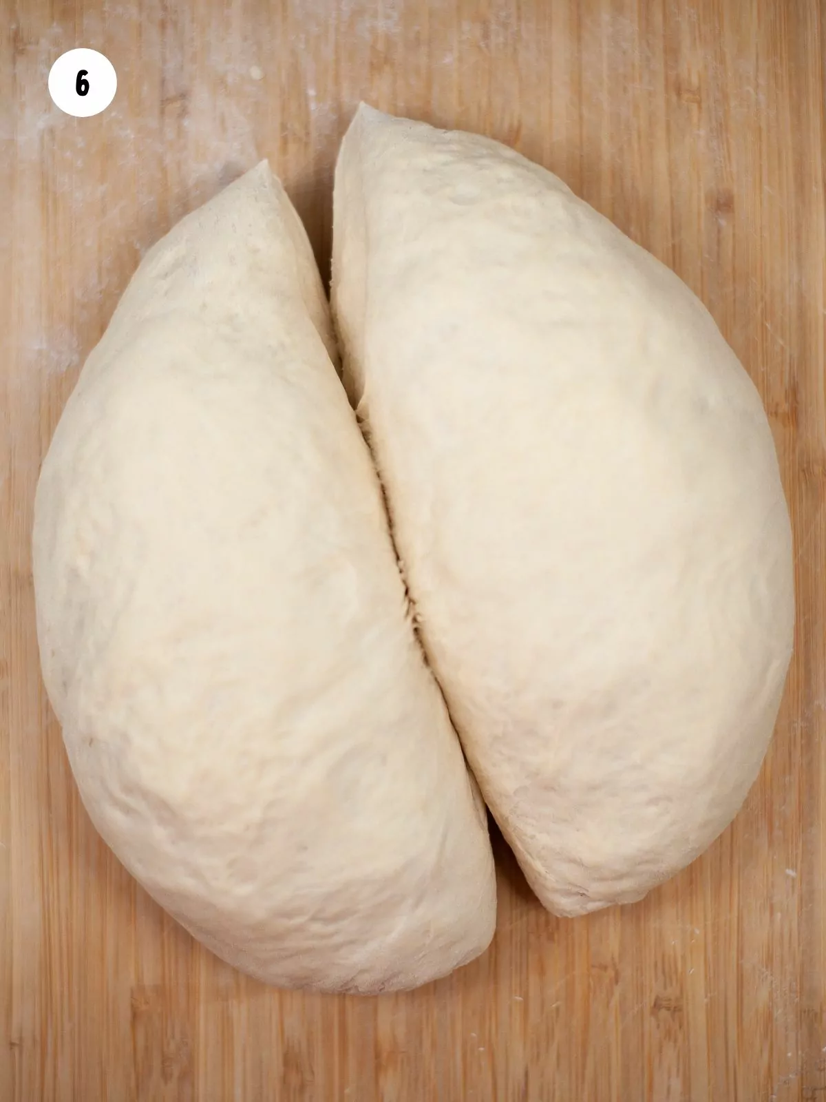 dough ball cut in half