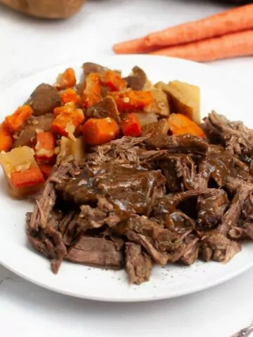 London Broil Pot Roast with Potatoes and Carrots.