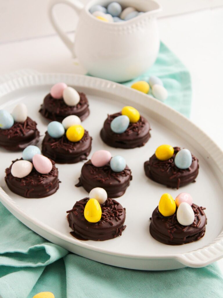 Easter Chocolate Covered Oreo Nests with mini eggs