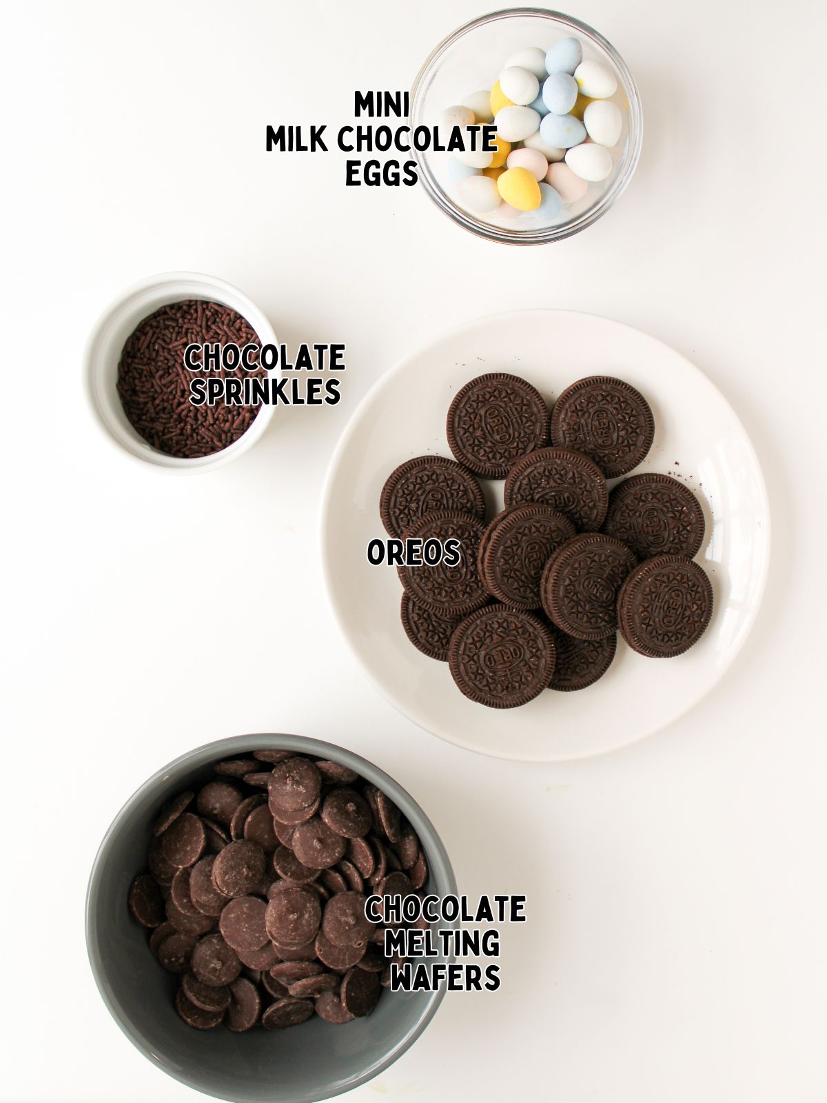 Ingredients for Easter Chocolate Covered Oreos