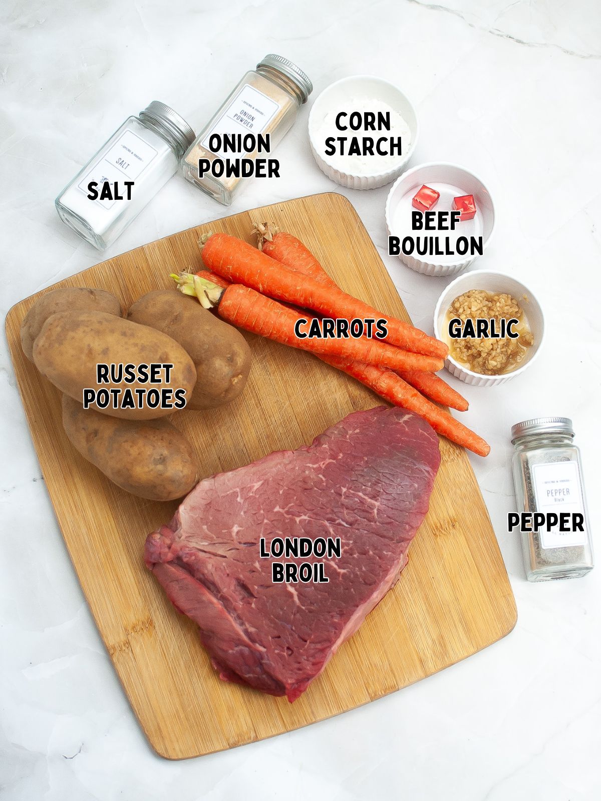 Ingredients for Pot Roast with Potatoes and Carrots