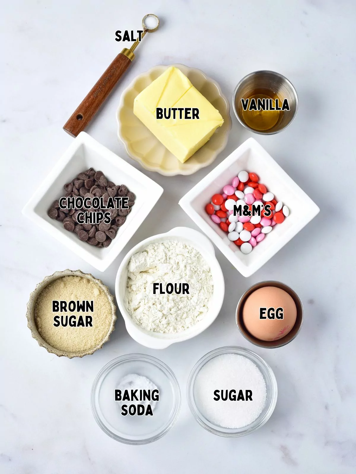 Ingredients for Valentine's Day Bar Cookies