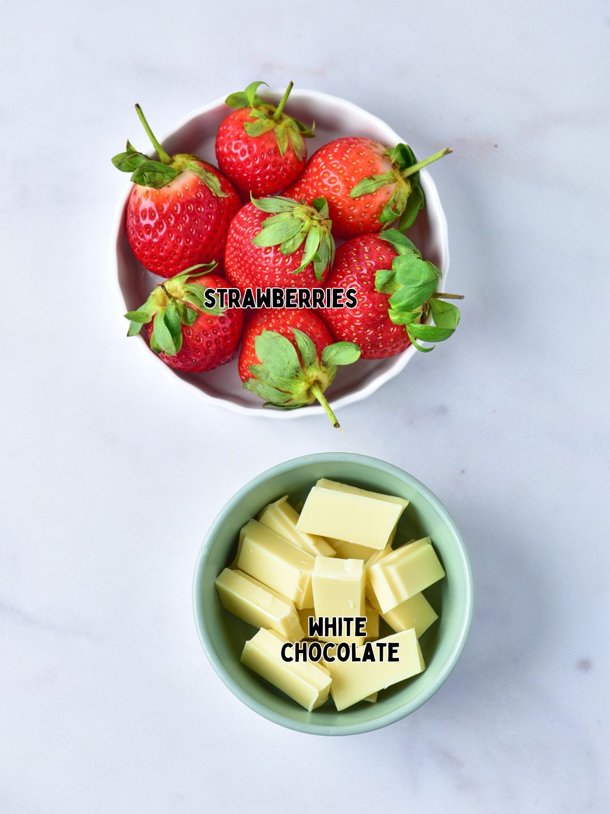 Ingredients for White Chocolate Covered Strawberries