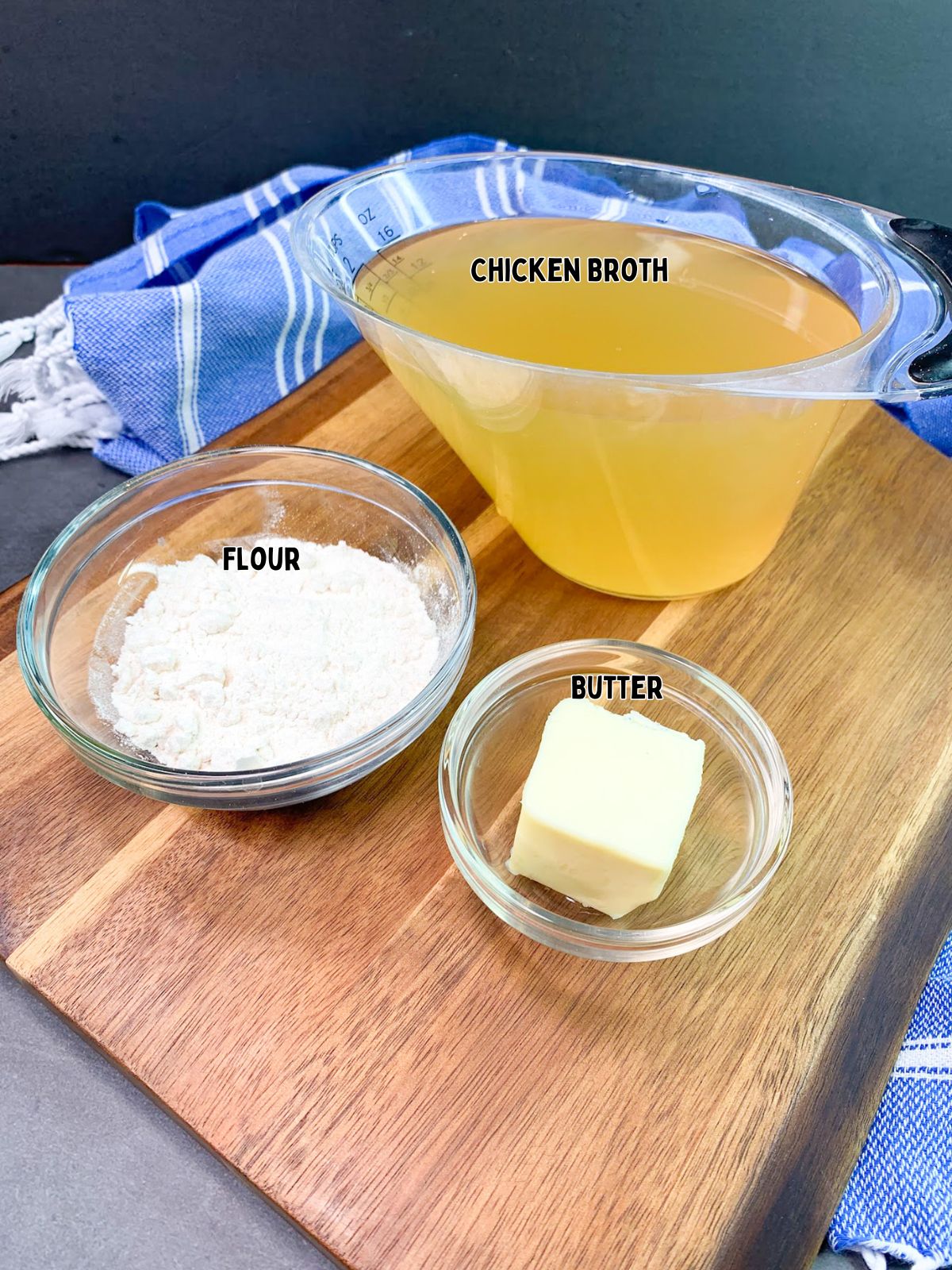 ingredients for homemade chicken gravy.