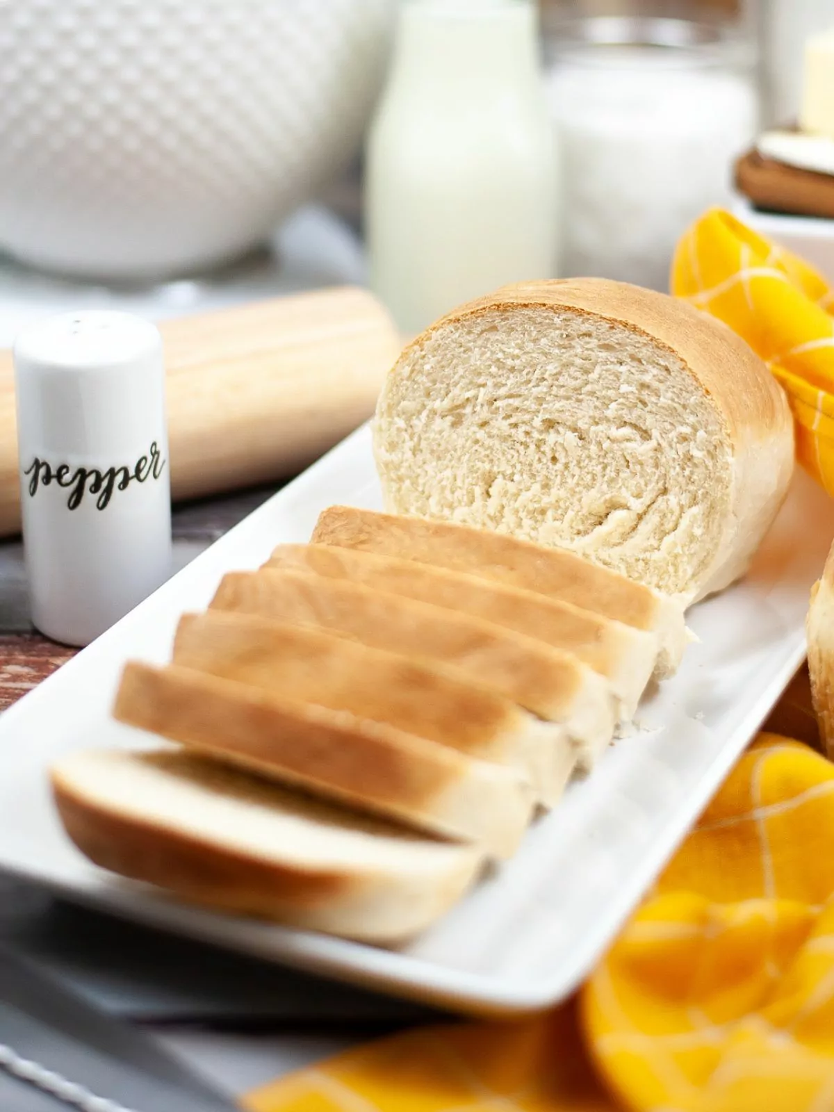 Homemade Bread sliced on a platter