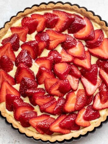 Strawberry Tart in pan.