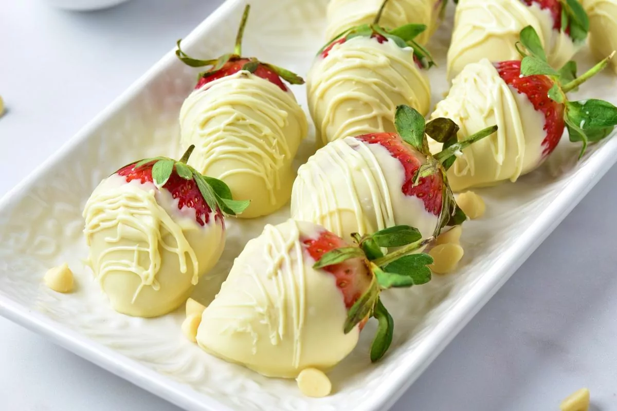 platter of White Chocolate Covered Strawberries