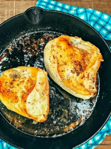 baking chicken in a cast iron skillet.