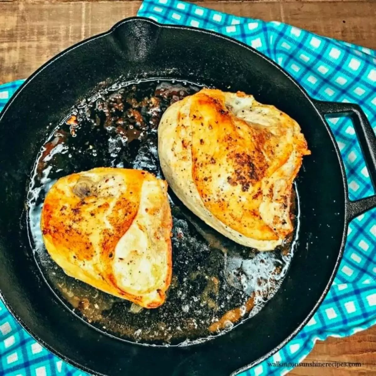 baking chicken in a cast iron skillet.