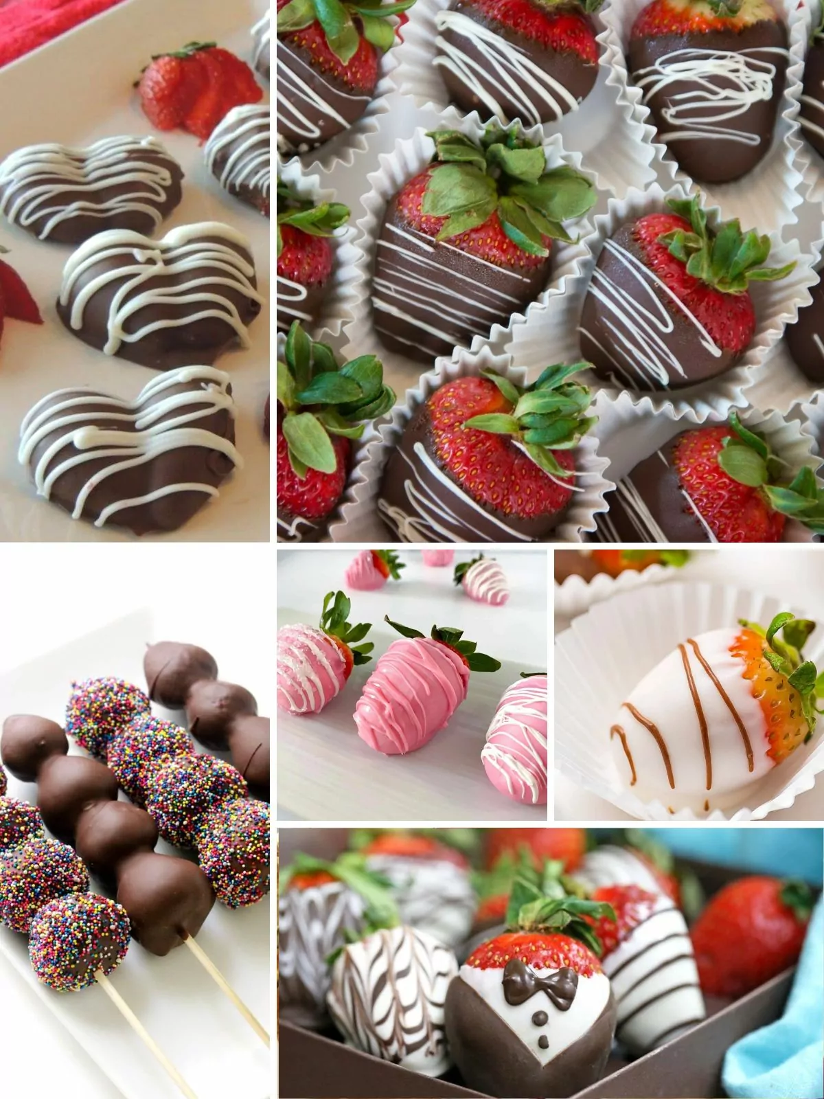 collection of different recipes featuring chocolate covered strawberries.