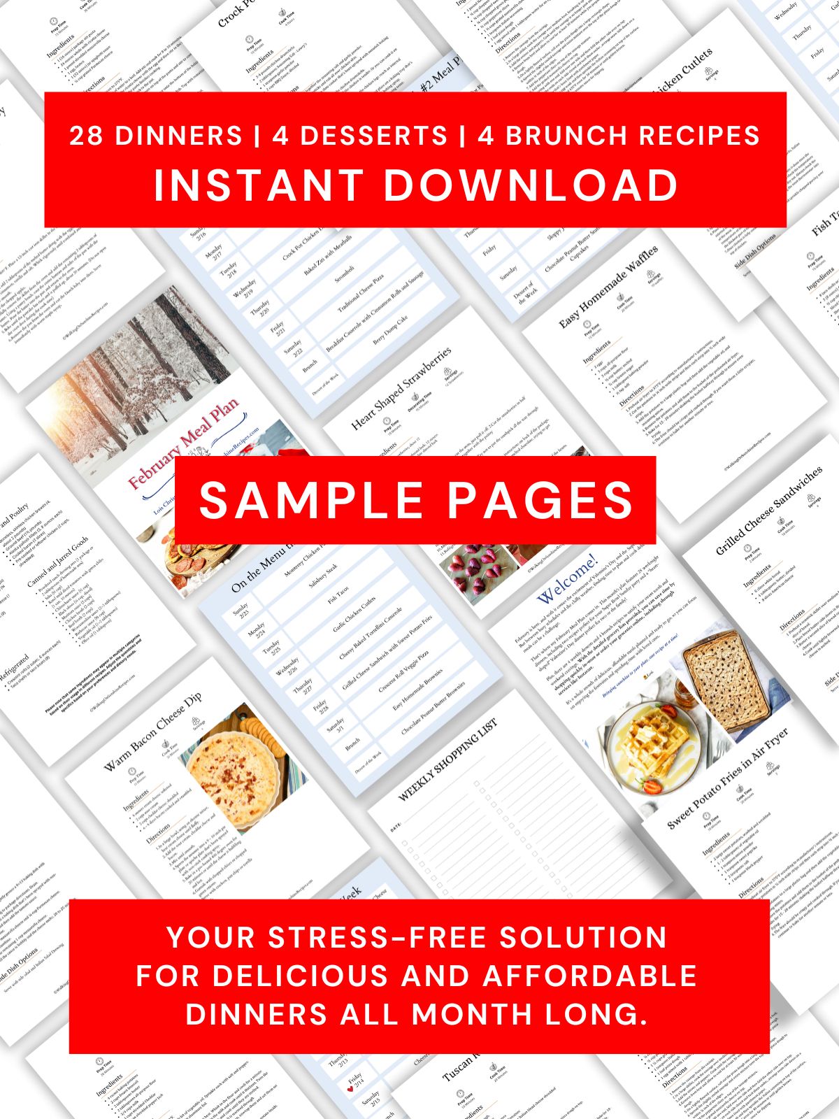 February Meal Plan sample pages.