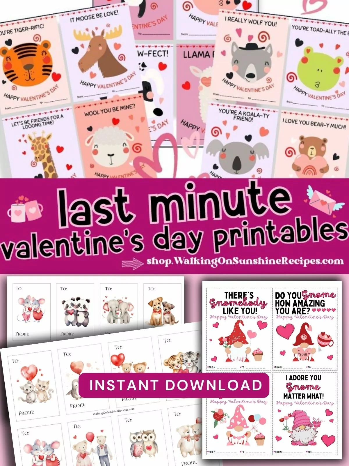 Valentine's Day printable gift tags from WOS Shop.