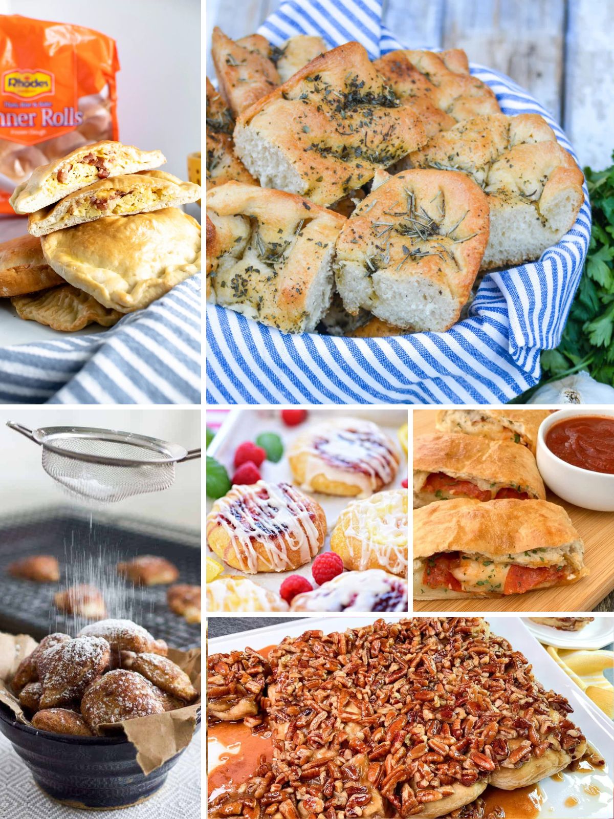 Rhodes Frozen Bread Dough Recipes collage