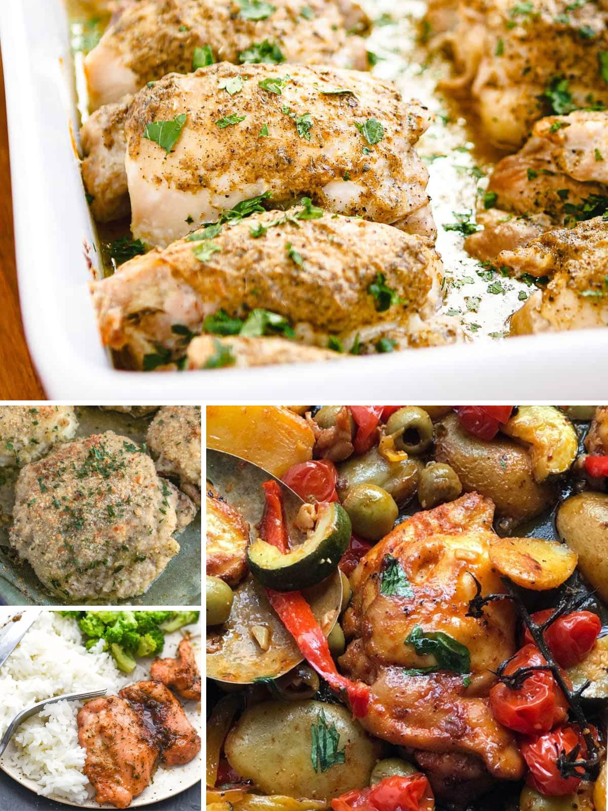 collage of Baked Boneless Chicken Thigh Recipes