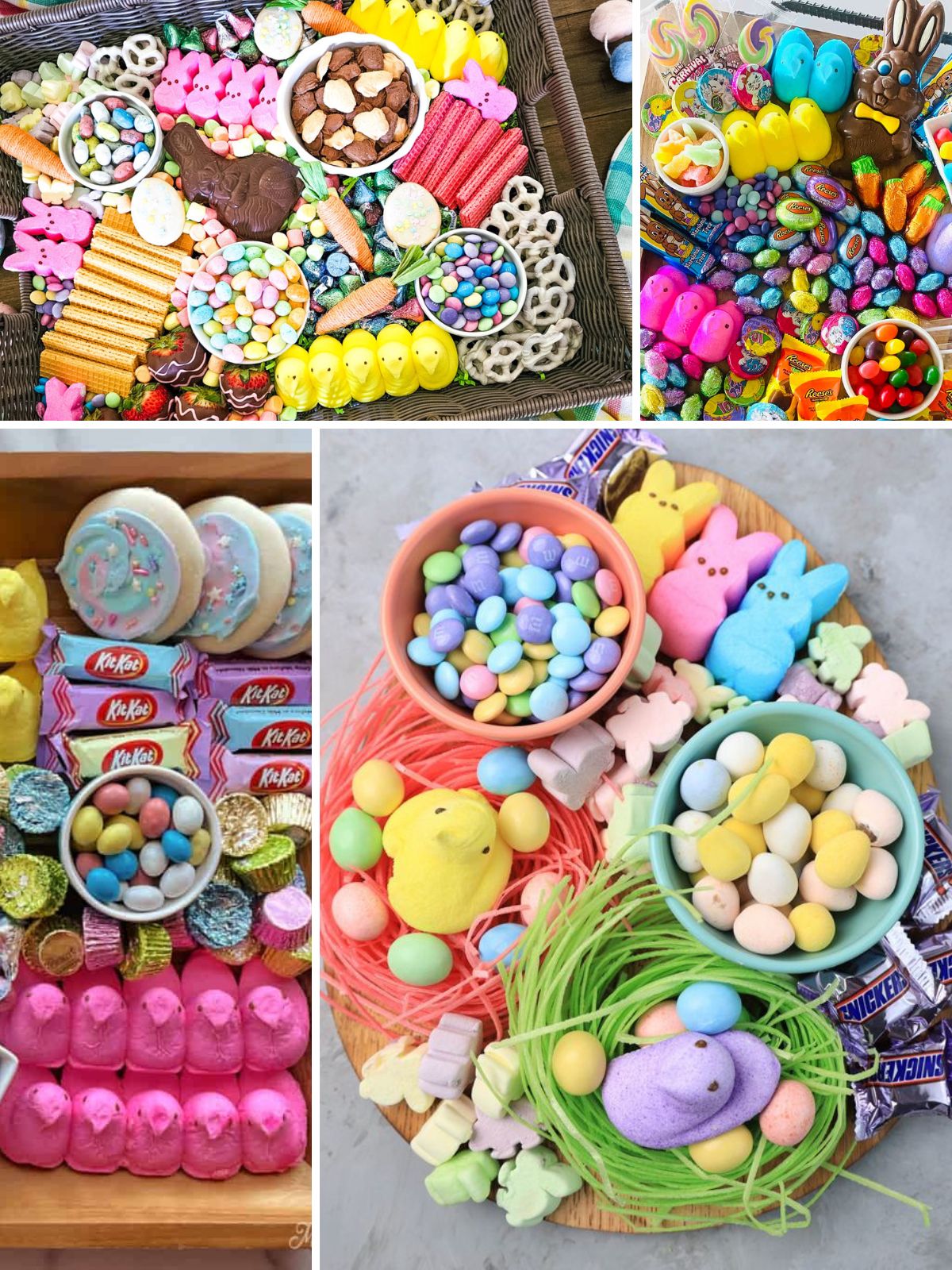 collage of Easter Candy Charcuterie Board Ideas