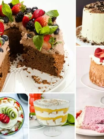 collage of angel food cake desserts