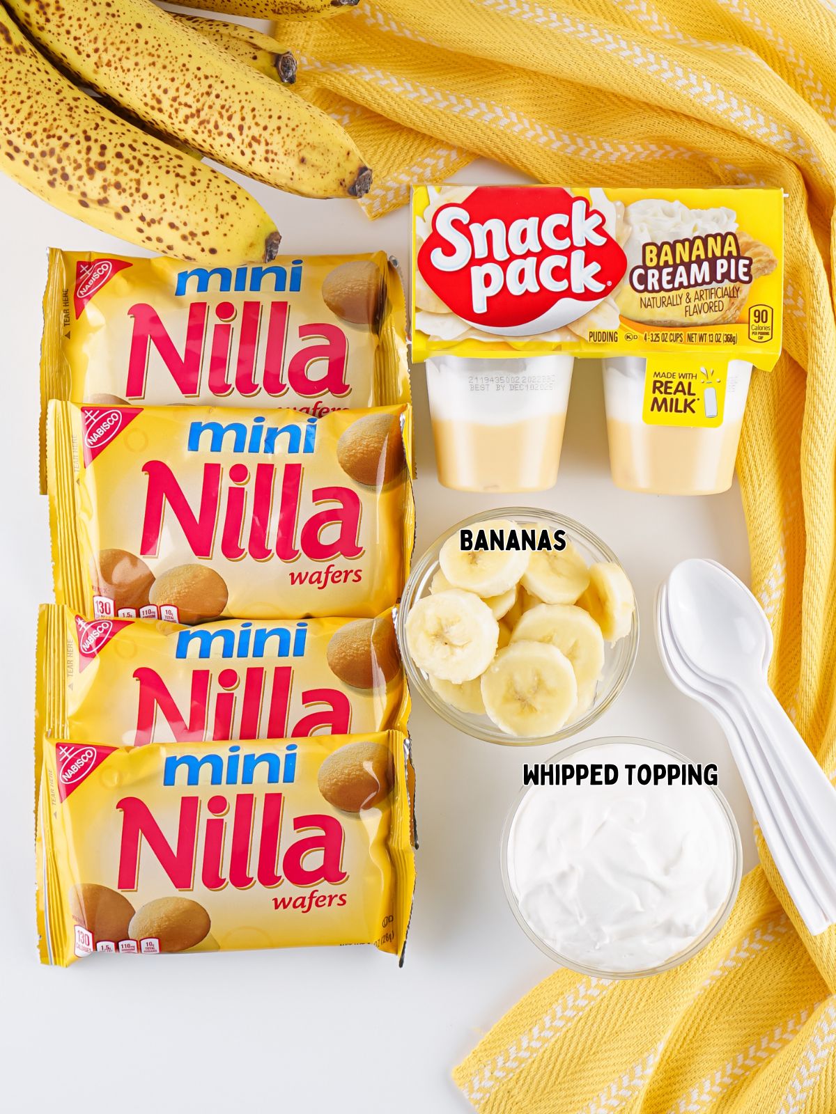 Ingredients to make Walking Banana Puddings