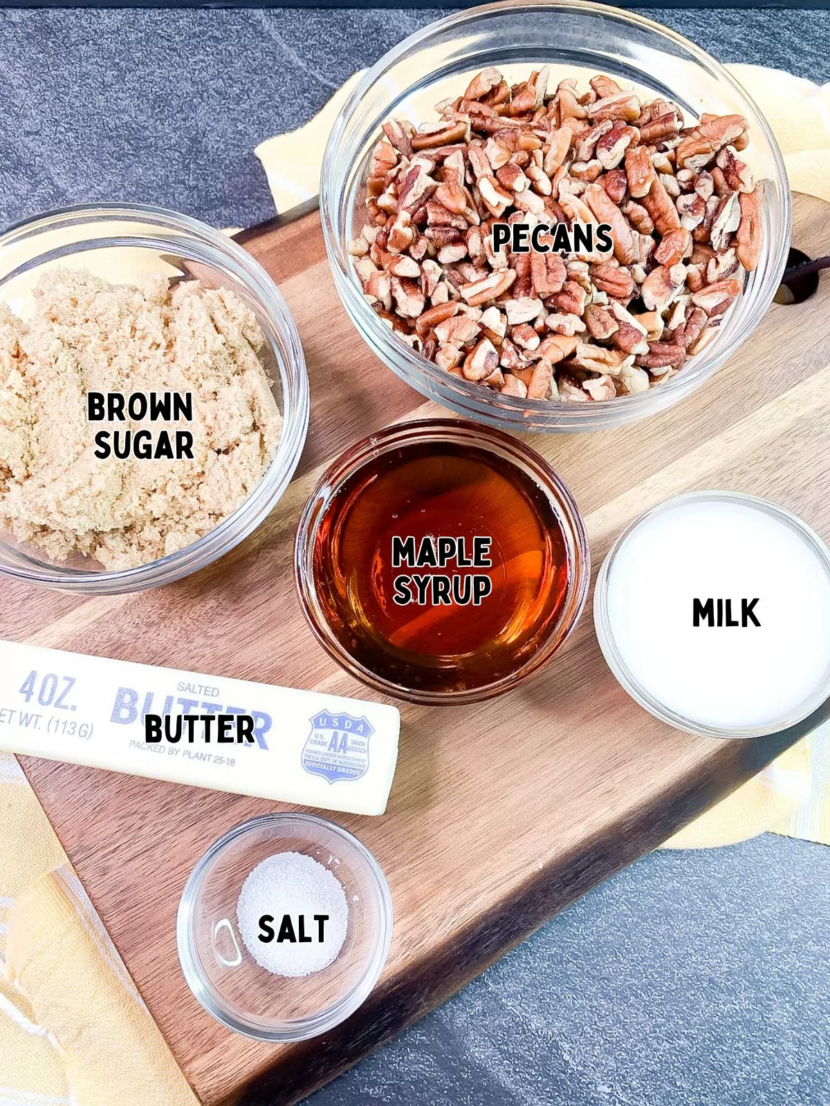 Ingredients for pecan sauce