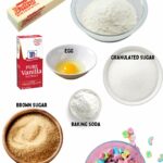 bowls of ingredients for cookies with Lucky Charms marshmallows.