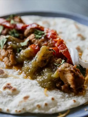 slow cooker chicken fajitas on a flour tortilla MSN.