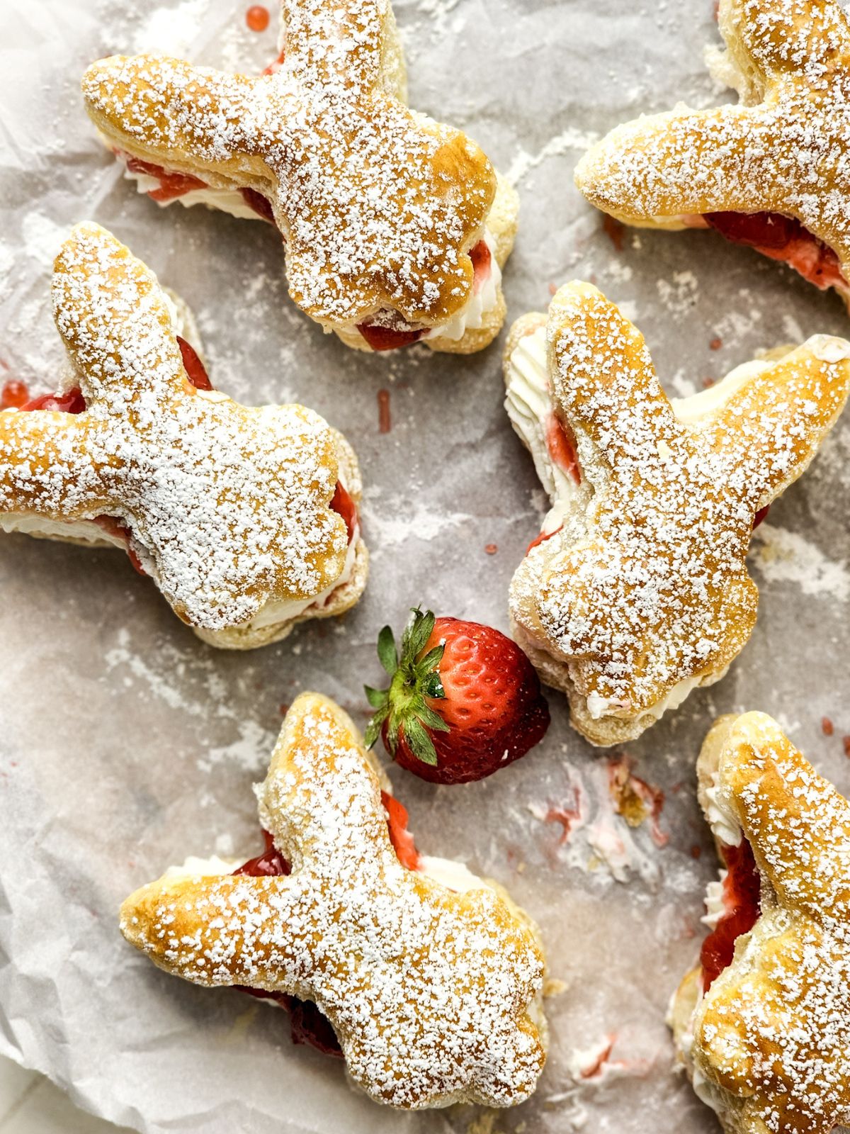 Puff Pastry Bunnies and a fresh strawberry
