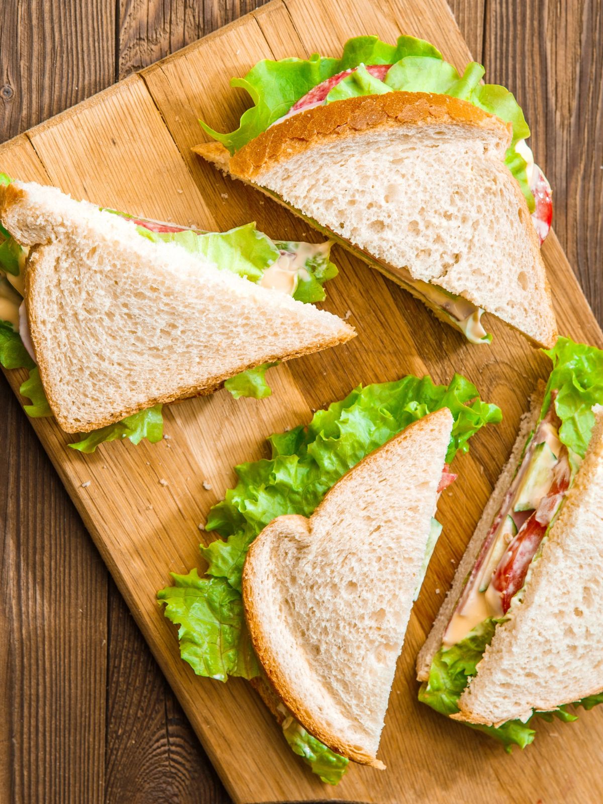 sandwiches cut in half on the diagonal.