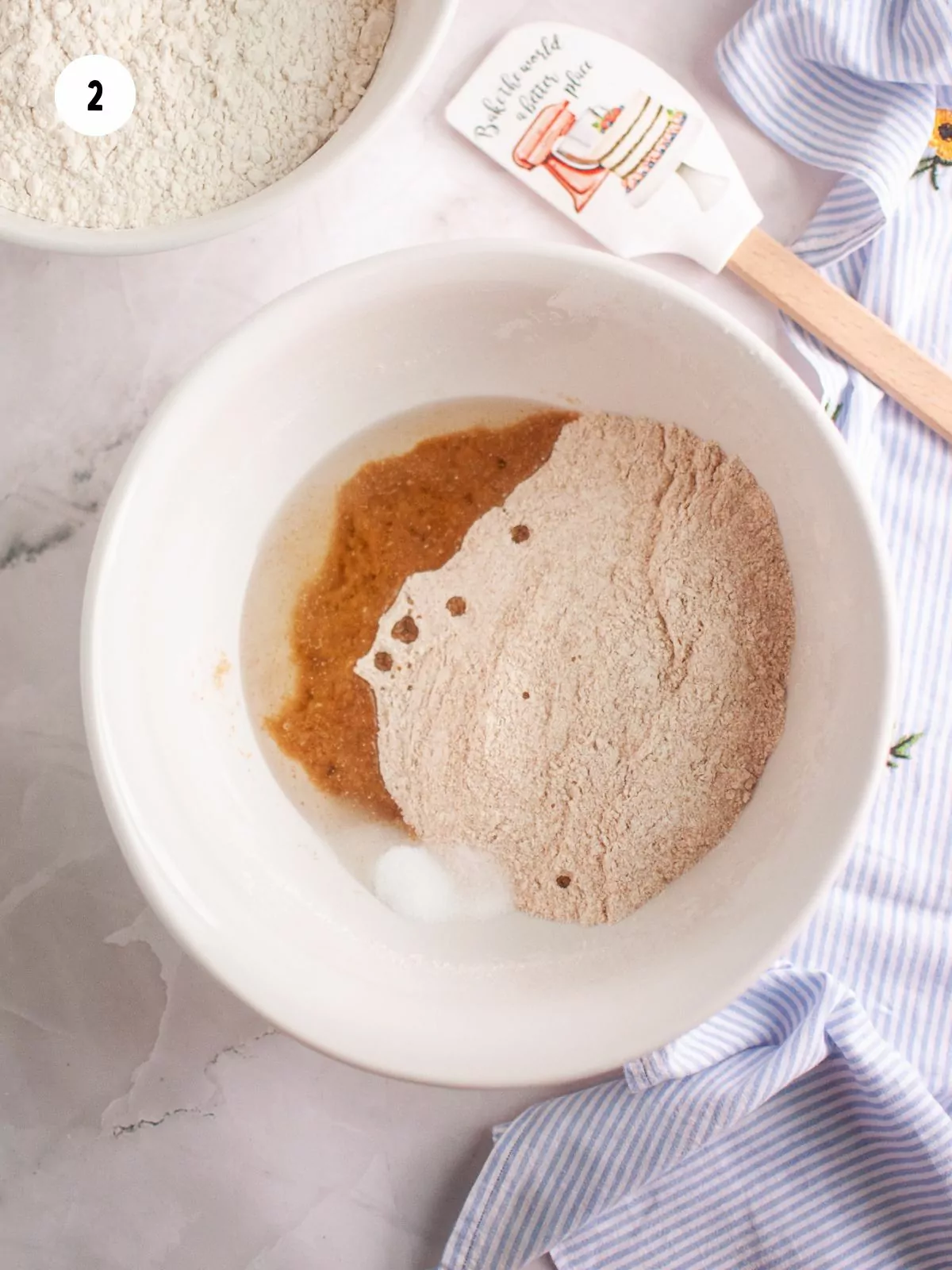 oil, wheat flour, and salt in a mixing bowl
