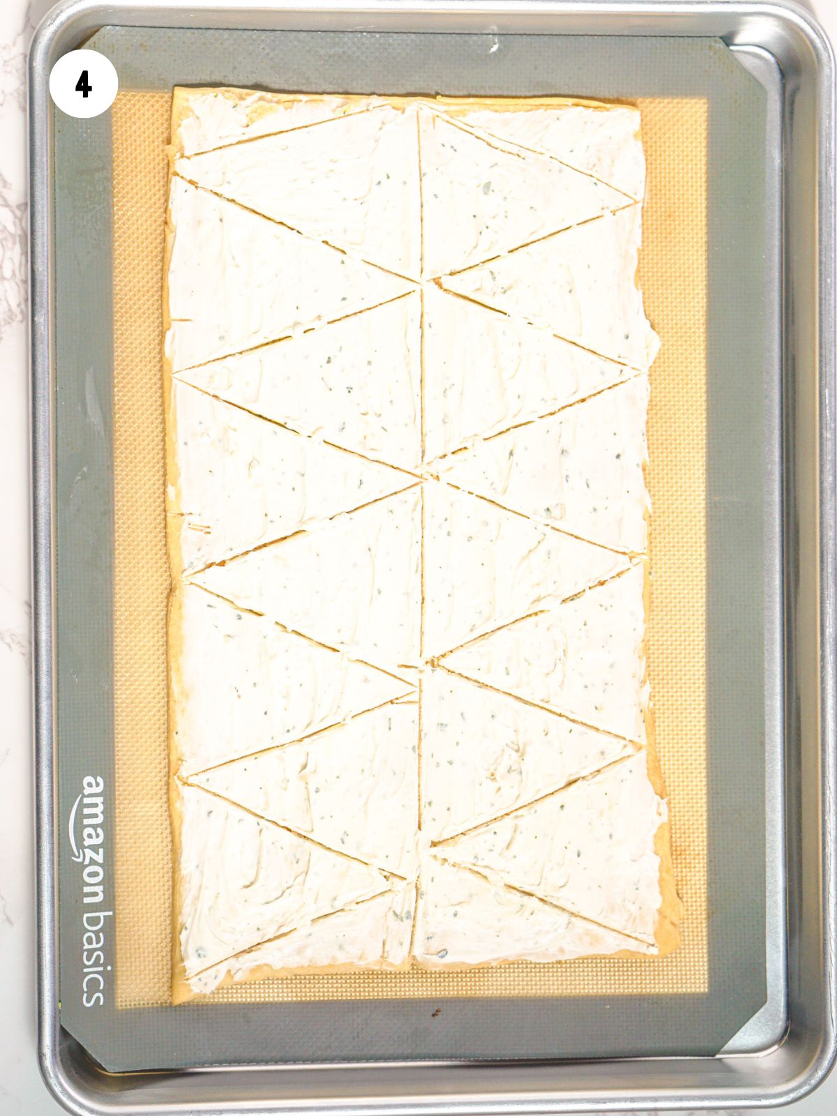 dough cut into triangles