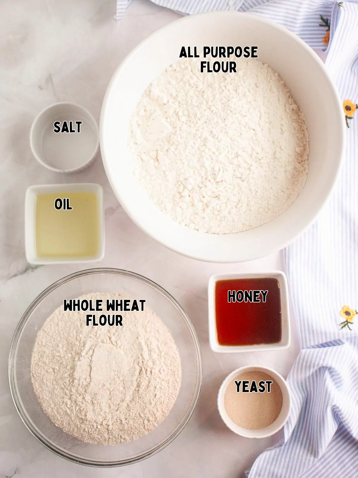 ingredients for Honey Wheat Bread