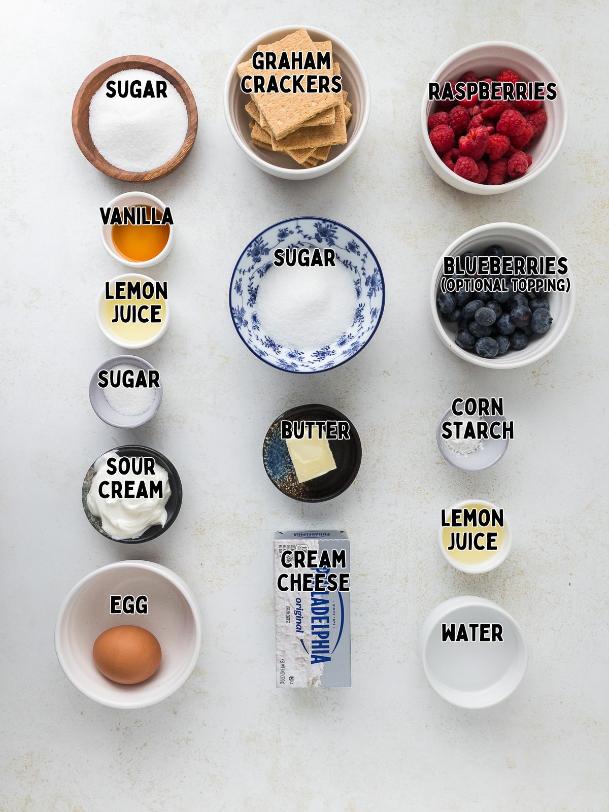 Ingredients for Raspberry Mini Cheesecakes
