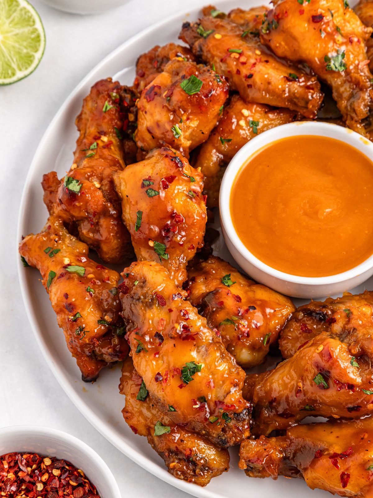 Honey Garlic Wings served with dipping sauce