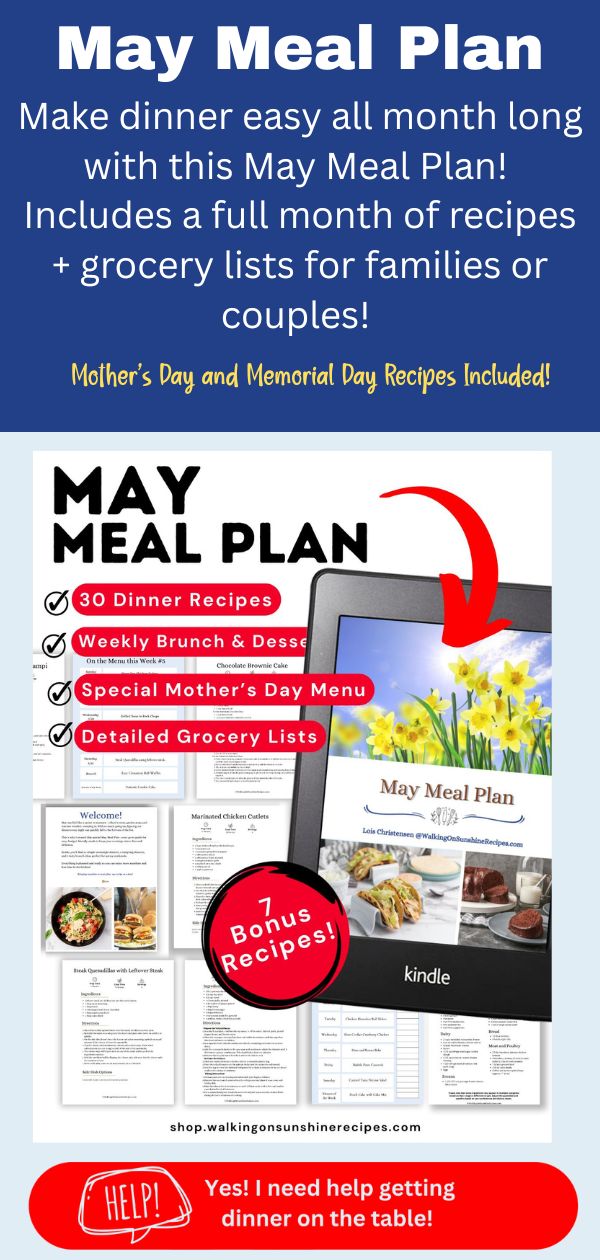May Meal Plan Pinterest photo with text.