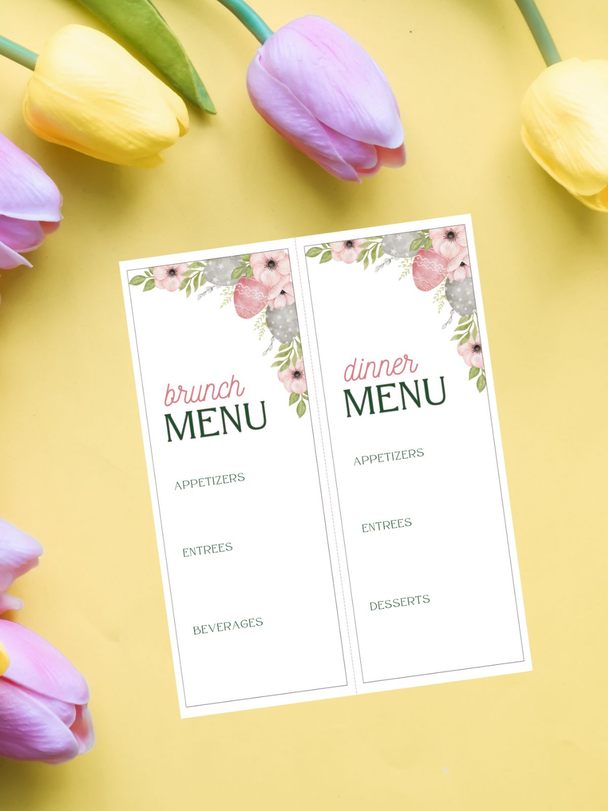 printable menu for spring. Free download.