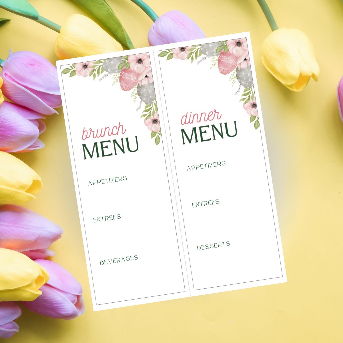 Easter spring menu printable.