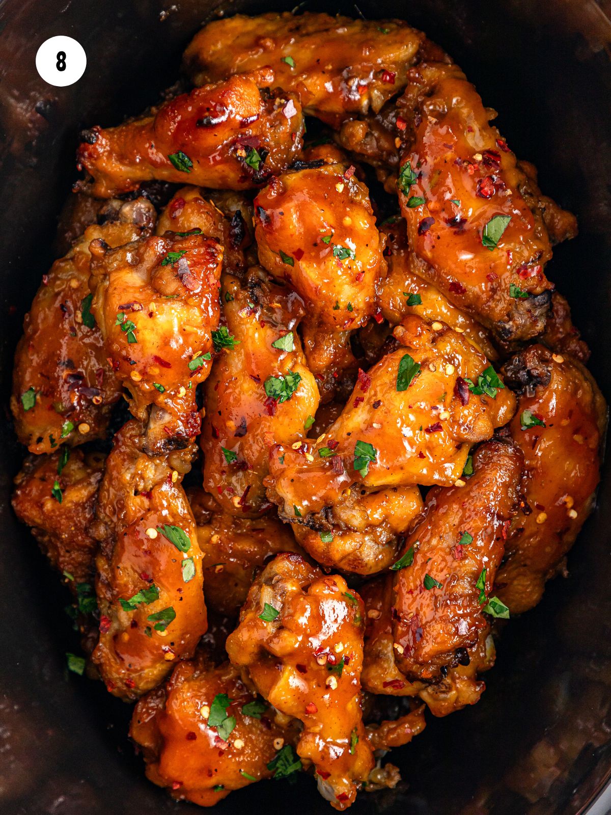 garnish with parsley and red pepper flakes