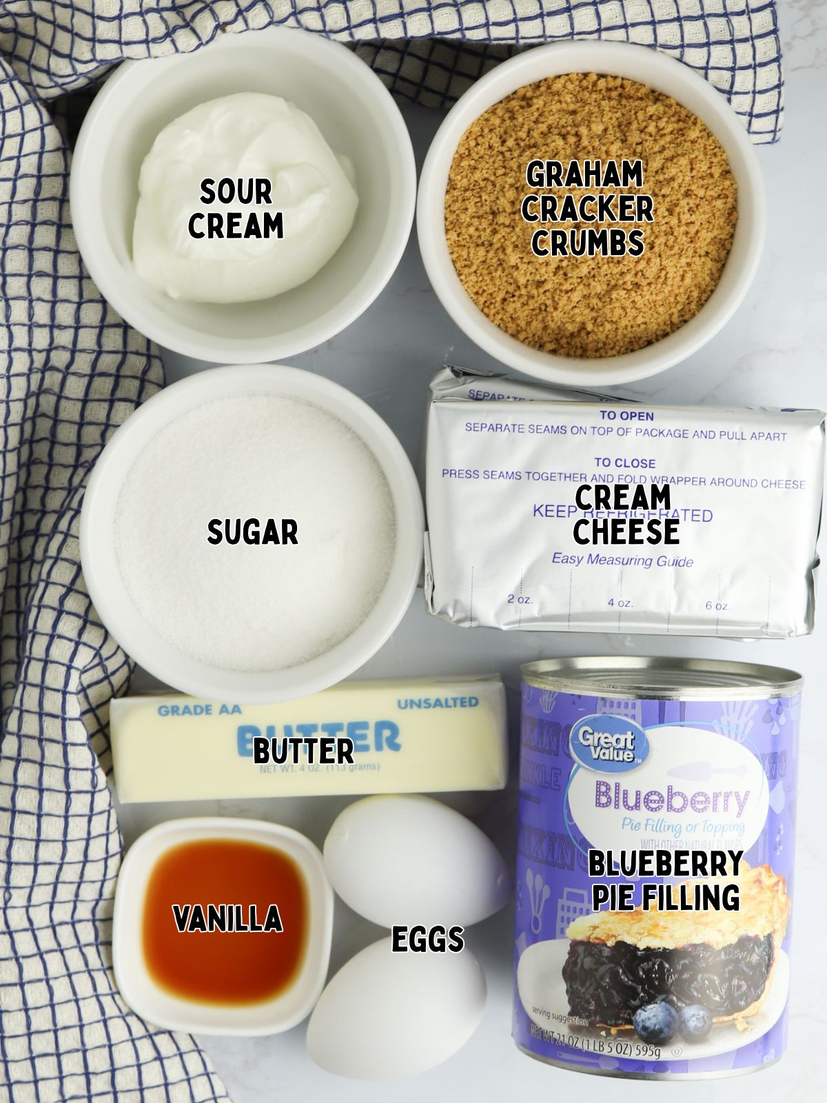 ingredients for Mini Blueberry Cheesecakes