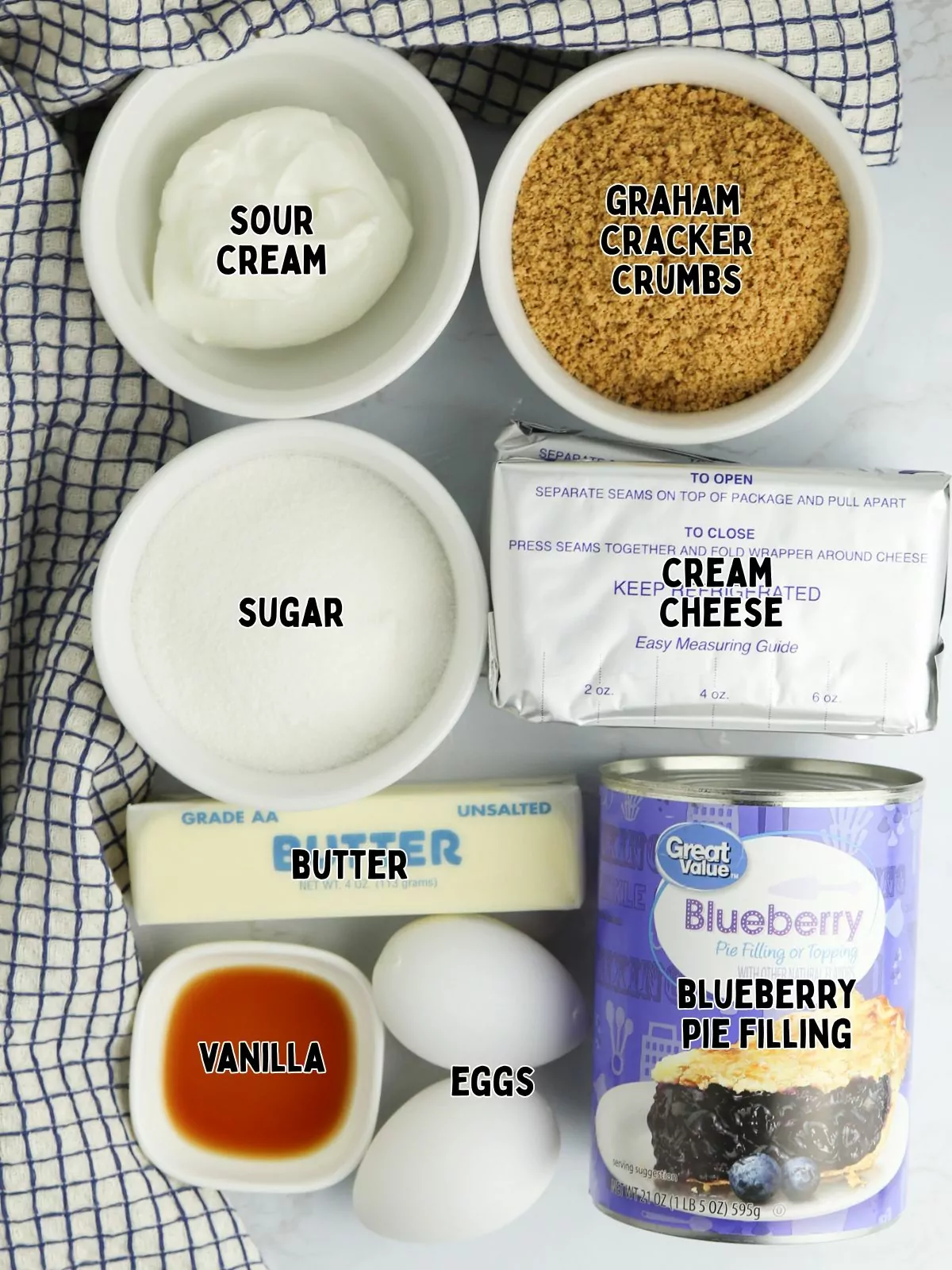 ingredients for Mini Blueberry Cheesecakes