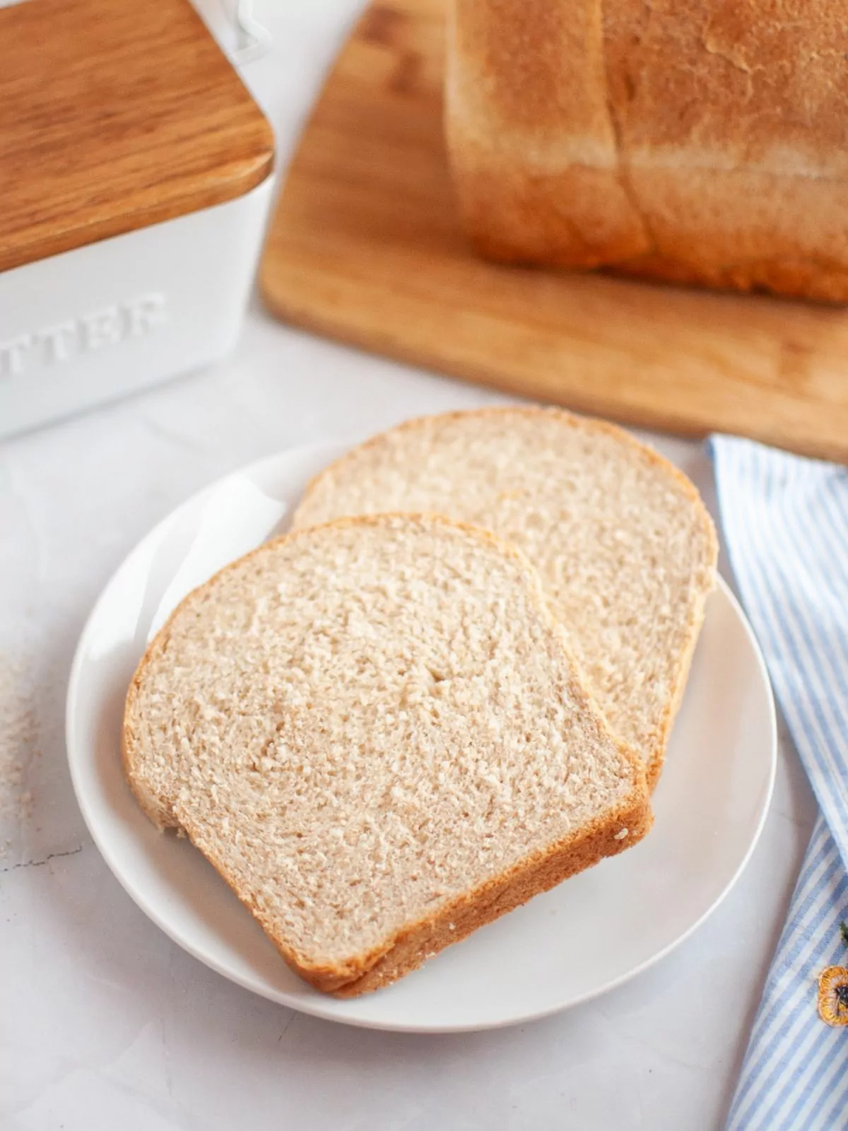 2 slices of bread on a small plate
