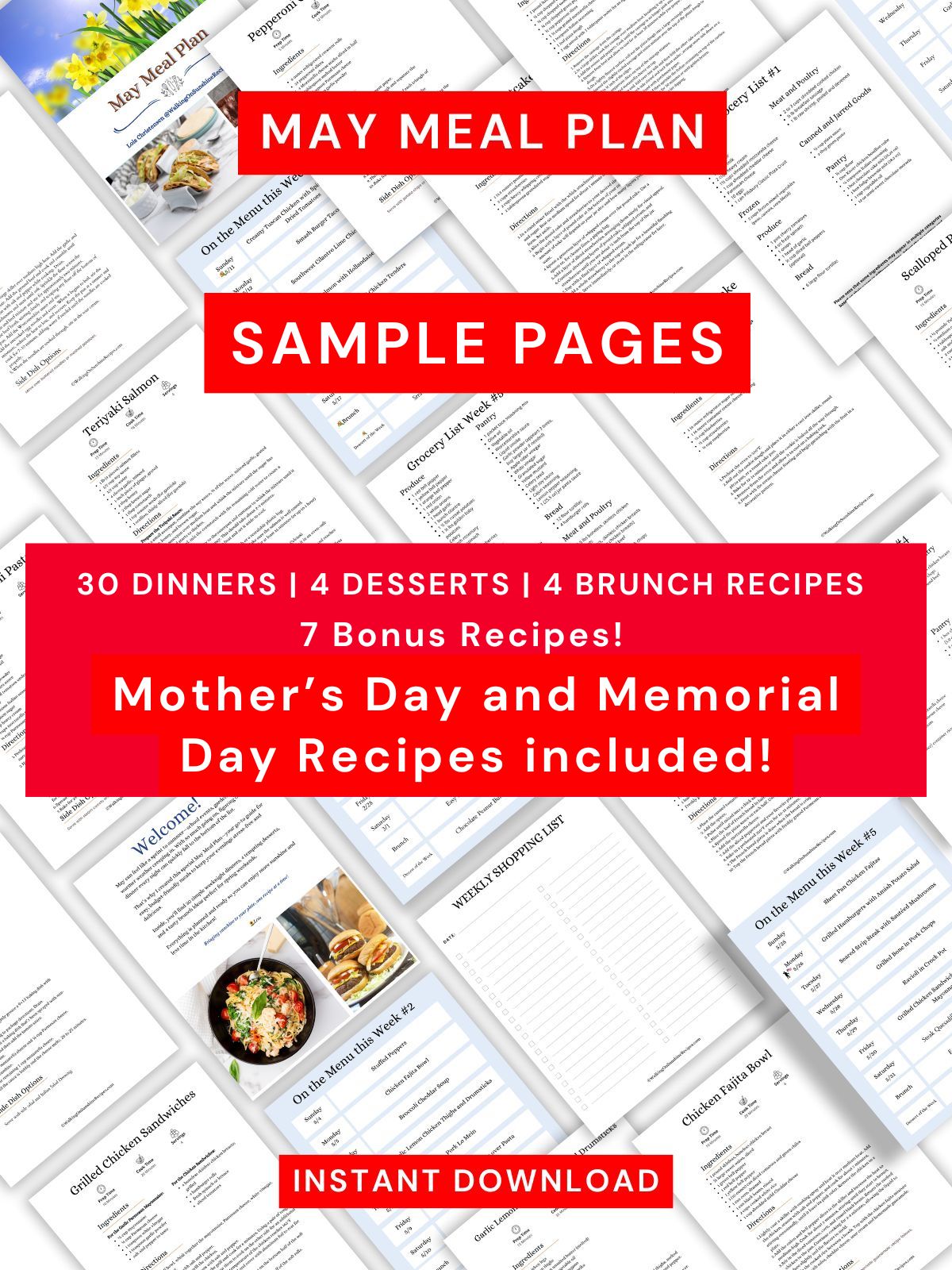 sample pages for May meal Plan.