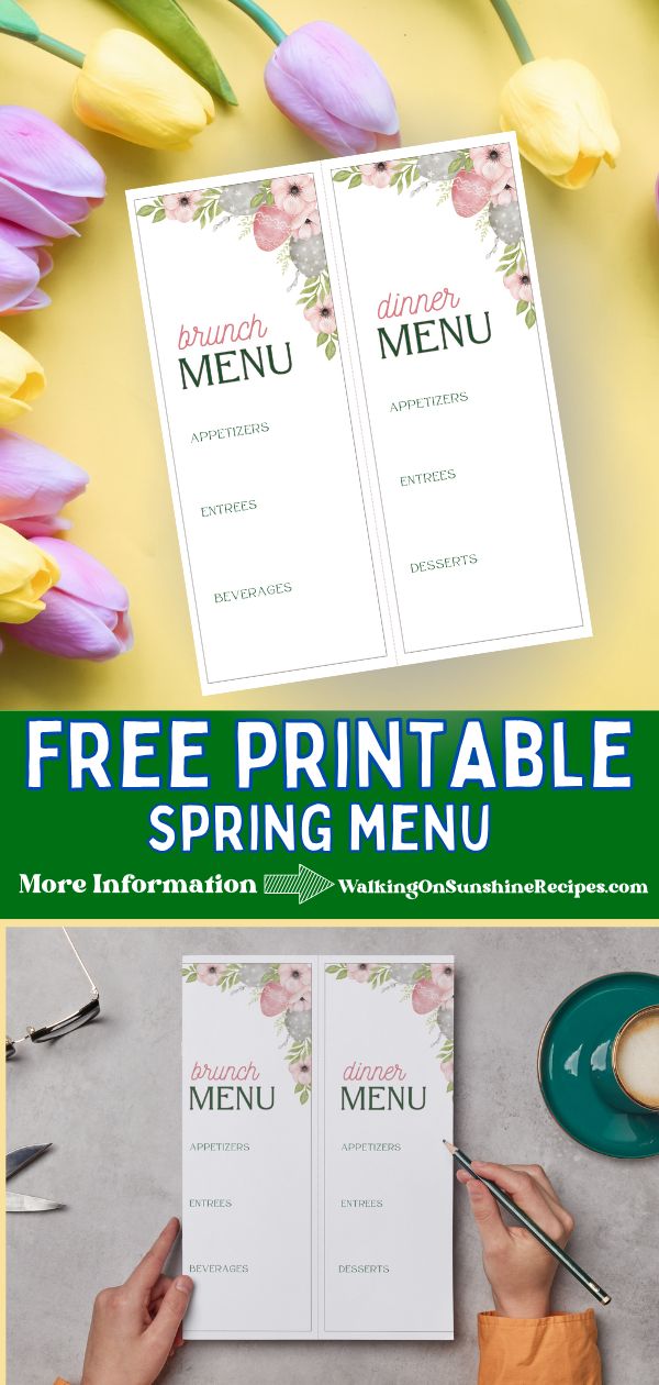 spring printable menu collage.