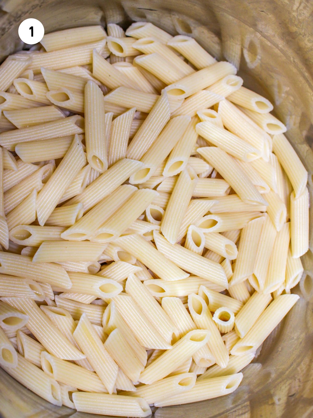 boiled pasta in a pot